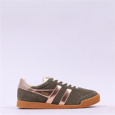 Gola Elan Glitz Retro Gumsole Trainer - Khaki Rose Gold